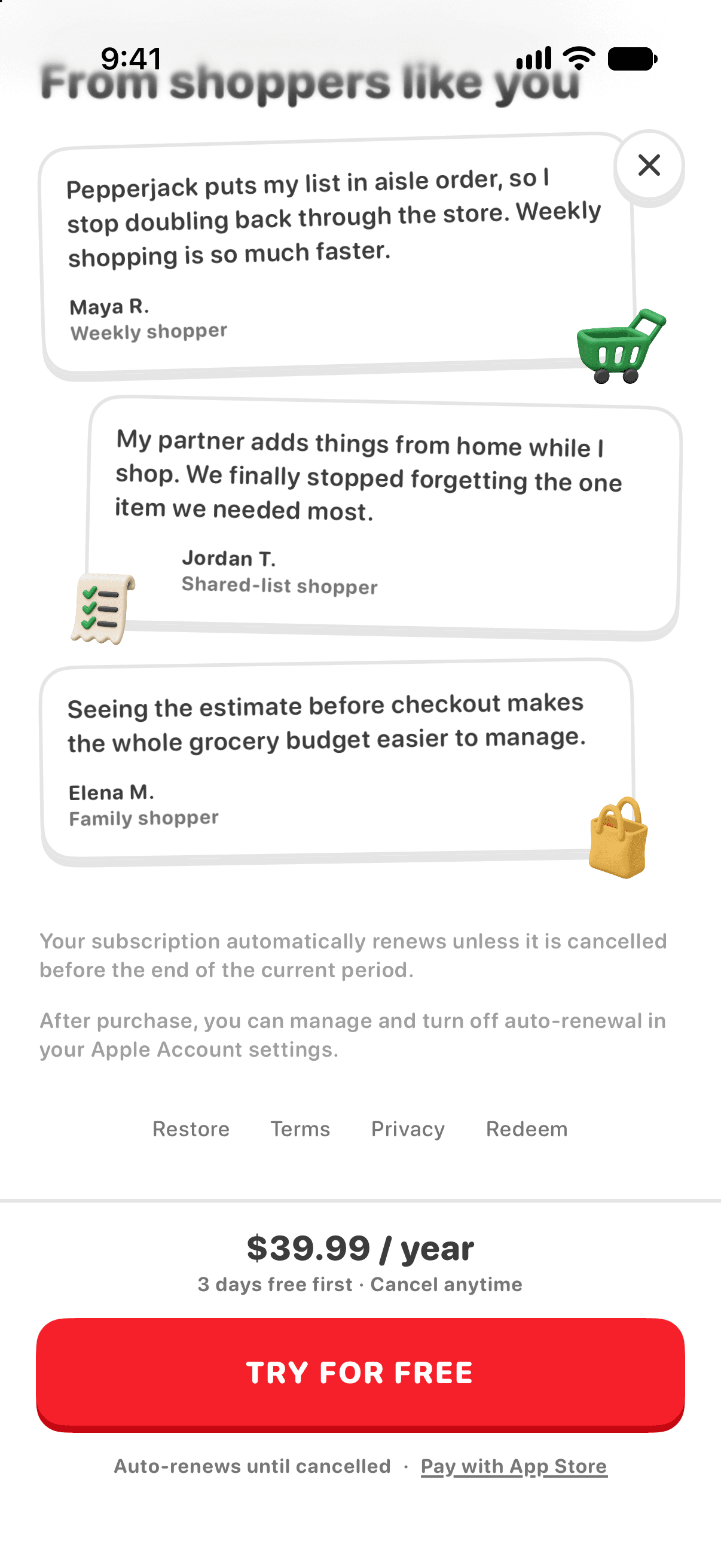 Pepperjack Plus screen with Restore outlined in red near the bottom of the scrollable content.