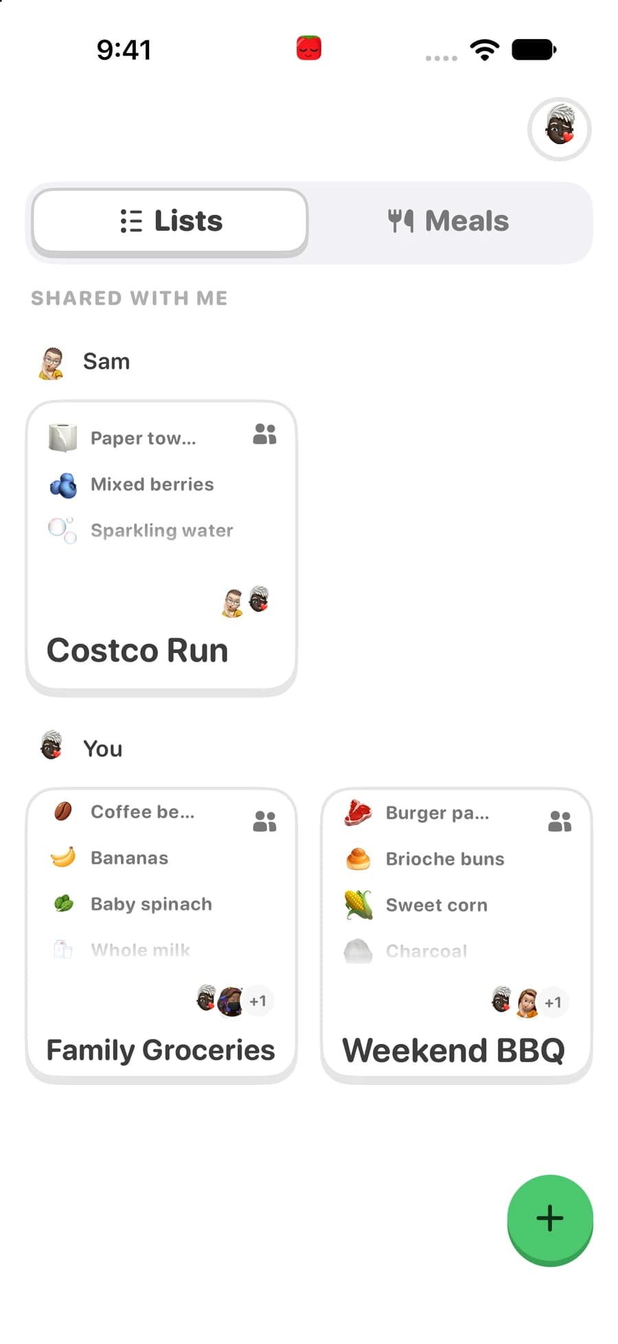 Shared grocery lists in Pepperjack